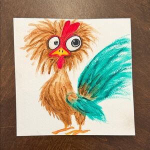 Colorful Rooster Watercolor Art